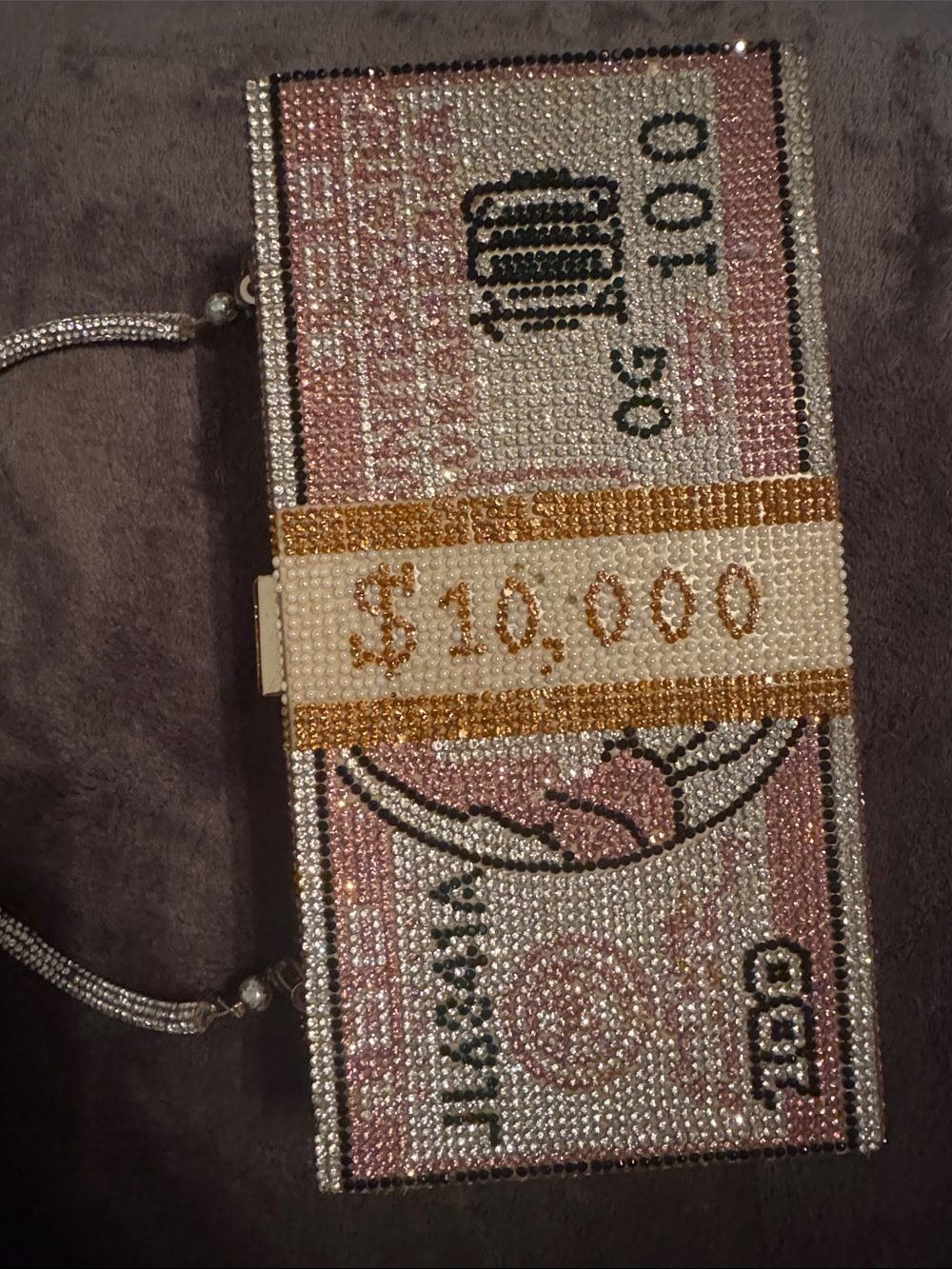 Crystal Money Stack Evening Clutch - Pink & Gold